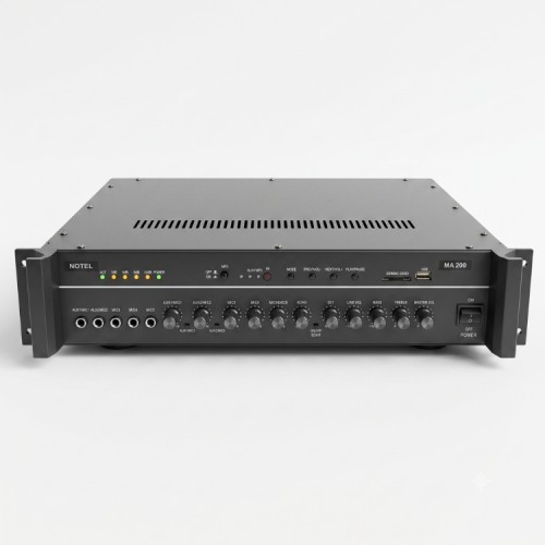 NOTEL MA200 200 Watt Trafolu USB 6 Mikrofon Girişli Anfi NOTEL MA200 200 Watt Trafolu USB 6 Mikrofon Girişli Anfi
